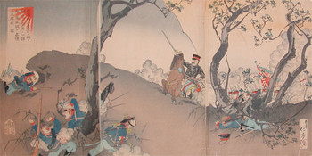 Squadron Capturing Hoo Castle, Woodblock Print