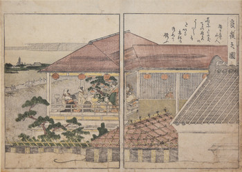Moonlit Night in MidAutumn (Ryoya no zu) by Utamaro, Woodblock Print