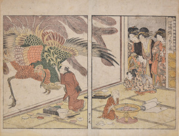 Adding the Colors to the Painting (Shoho haritsuke saiko zu) by Utamaro, Woodblock Print