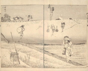 Fuji over a Bank (Tsutsumigoshi no Fuji) by Hokusai, Woodblock Print
