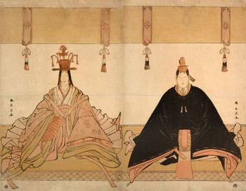 Emperor and Empress Dolls for Doll Festival by Shundo, Woodblock Print