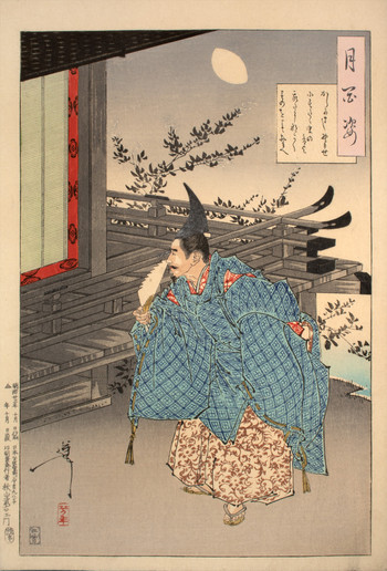 Taira no Tadanori by Yoshitoshi, Woodblock Print