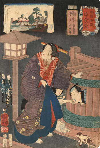 Okegawa: Tamaya Shinbei and Kojoro by Kuniyoshi, Woodblock Print