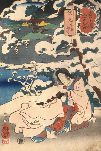 Fushimi: Tokiwa Gozen by Kuniyoshi, Woodblock Print