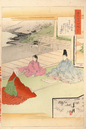 Chapter 54: The Floating Bridge of Dreams (Yume no Ukihashi)) by Gekko, Woodblock Print