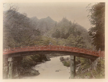 View of Sacred Bridge, Nikko by Kusakabe, Kimbei, Photography