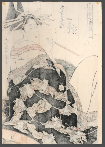 Courtesan Hitomoto from the House of Daimonjiya by Utamaro, Woodblock Print