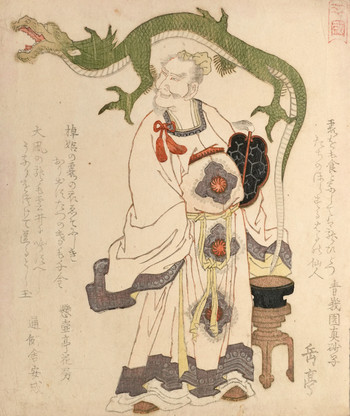 Sage and Dragon by Gakutei, Woodblock Print