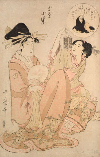 Courtesan Komurasaki from Tamaya by Utamaro, Woodblock Print