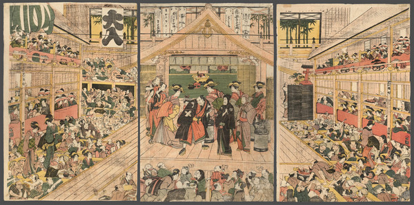Interior of a Kabuki Theater by Toyokuni I, Woodblock Print