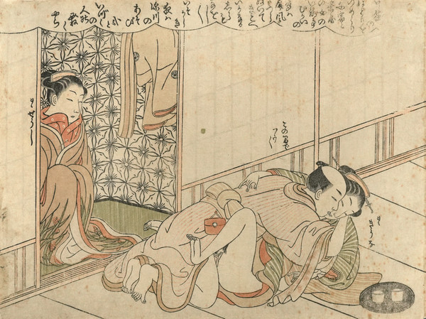 Night at Fukagawa by Harunobu, Woodblock Print