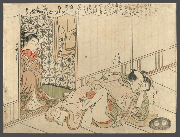 Night at Fukagawa by Harunobu, Woodblock Print
